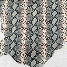Load image into Gallery viewer, Beige-Light Blue Snake Pattern Leather