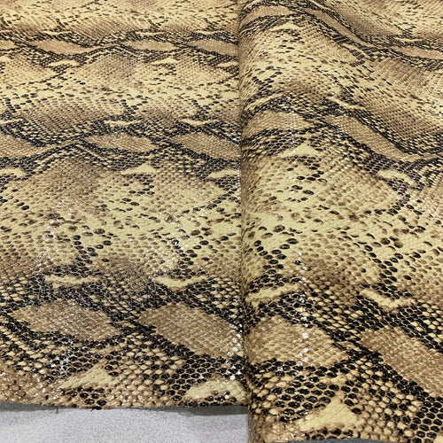 Beige Snake Print Leather