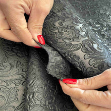 Load image into Gallery viewer, Black Floral Print Leather