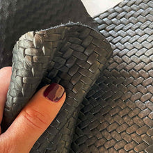 Load image into Gallery viewer, Black Woven Pattern Leather