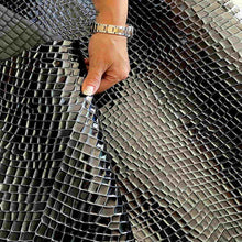 Load image into Gallery viewer, Blue Black Glossy Croco Leather