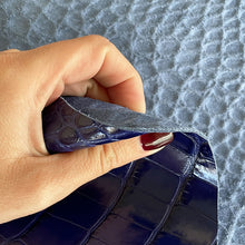 Load image into Gallery viewer, Blue Embossed Croco Print Leather