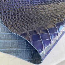 Load image into Gallery viewer, Blue Embossed Croco Print Leather