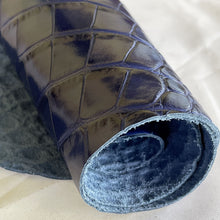 Load image into Gallery viewer, Blue Embossed Croco Print Leather