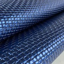 Load image into Gallery viewer, Blue glossy stamped leather
