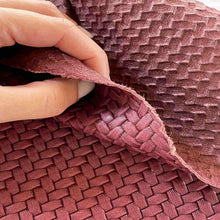 Load image into Gallery viewer, Bordeaux Woven Pattern Leather