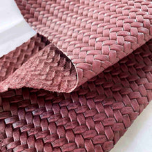 Load image into Gallery viewer, Bordeaux Woven Pattern Leather