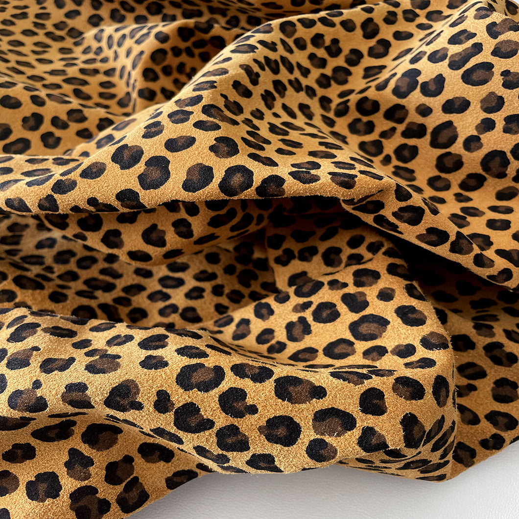 Camel Leopard Print Leather