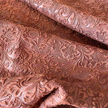 Load image into Gallery viewer, Cognac Floral Print Leather