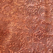 Load image into Gallery viewer, Cognac Floral Print Leather