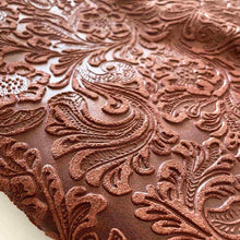 Load image into Gallery viewer, Cognac Floral Print Leather