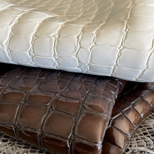 Load image into Gallery viewer, White Croco Patterned Glossy Leather x2
