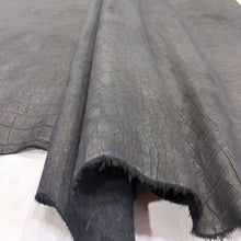 Load image into Gallery viewer, Black Crocodile Nubuck Leather