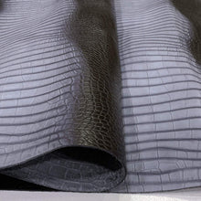 Load image into Gallery viewer, Blue Grey Crocodile Stamped Leather