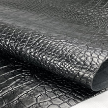 Load image into Gallery viewer, Black Croco Print Leather Matte