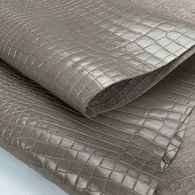 Load image into Gallery viewer, Taupe Grey Croco print leather