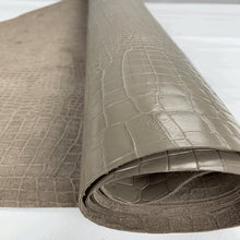 Load image into Gallery viewer, Taupe Grey Croco print leather