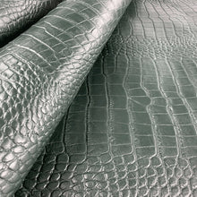 Load image into Gallery viewer, Green Grey Croco Print Leather