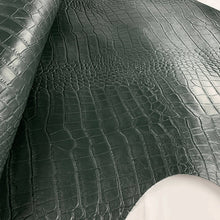 Load image into Gallery viewer, Green Grey Croco Print Leather