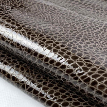 Load image into Gallery viewer, Brown Glossy Snake Print Leather