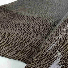 Load image into Gallery viewer, Brown Glossy Snake Print Leather