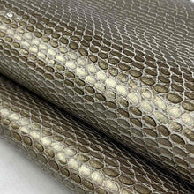 Load image into Gallery viewer, Bronze Glossy Snake Print Leather