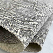 Load image into Gallery viewer, Light Grey Snake Print Leather