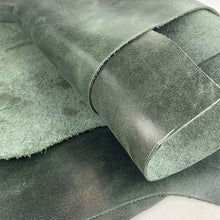 Load image into Gallery viewer, Green Waxed Vegetable Tanned Leather Scraps