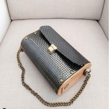 Load image into Gallery viewer, Black Stamped Metallic Leather