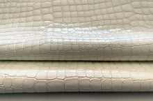 Load image into Gallery viewer, White Croco Patterned Glossy Leather x2