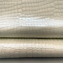 Load image into Gallery viewer, White Croco Patterned Glossy Leather x2