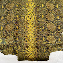 Load image into Gallery viewer, Yellow Glossy Snake Pattern Leather