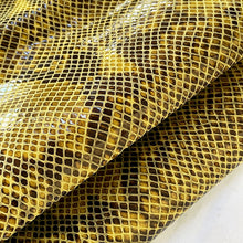 Load image into Gallery viewer, Yellow Glossy Snake Pattern Leather