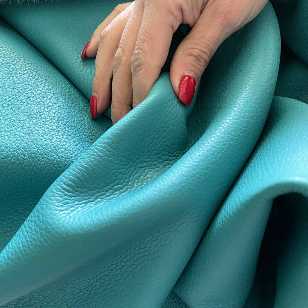 Turquoise Textured Upholstery Half-hide