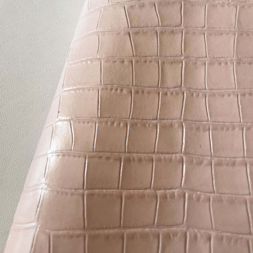 Baby Pink Croco Print Leather