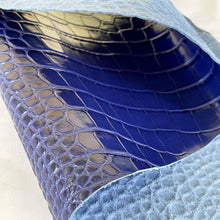 Load image into Gallery viewer, Blue Embossed Croco Print Leather 
