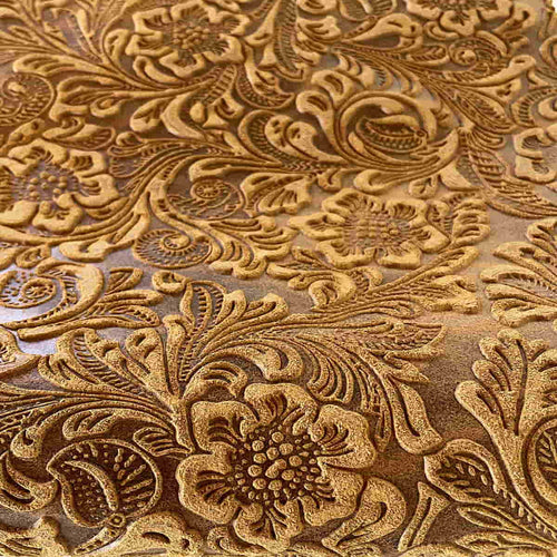 Brown Floral Pattern Leather