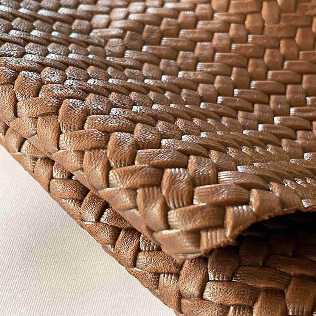 Brown Woven Pattern Leather