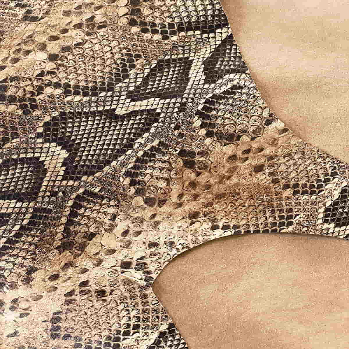 Cognac Brown Python Pattern Leather | Exotic Prints | Leathercosmos ...