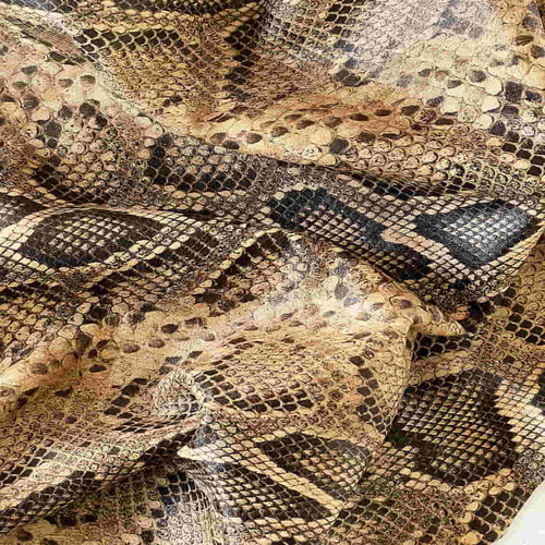 Cognac Brown Python Pattern Leather