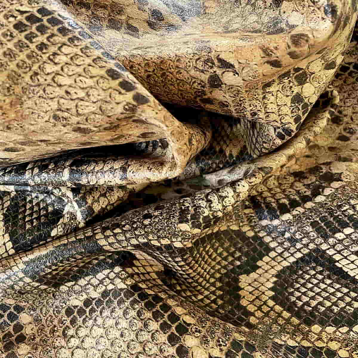 Cognac Brown Python Pattern Leather | Exotic Prints | Leathercosmos ...