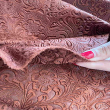 Load image into Gallery viewer, Cognac Floral Print Leather

