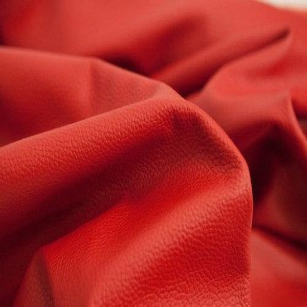 Real Red Textured Upholstery Leather