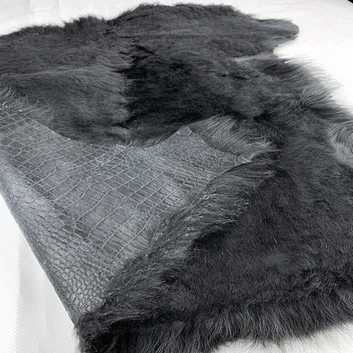 Black Croco Print Sheepskin