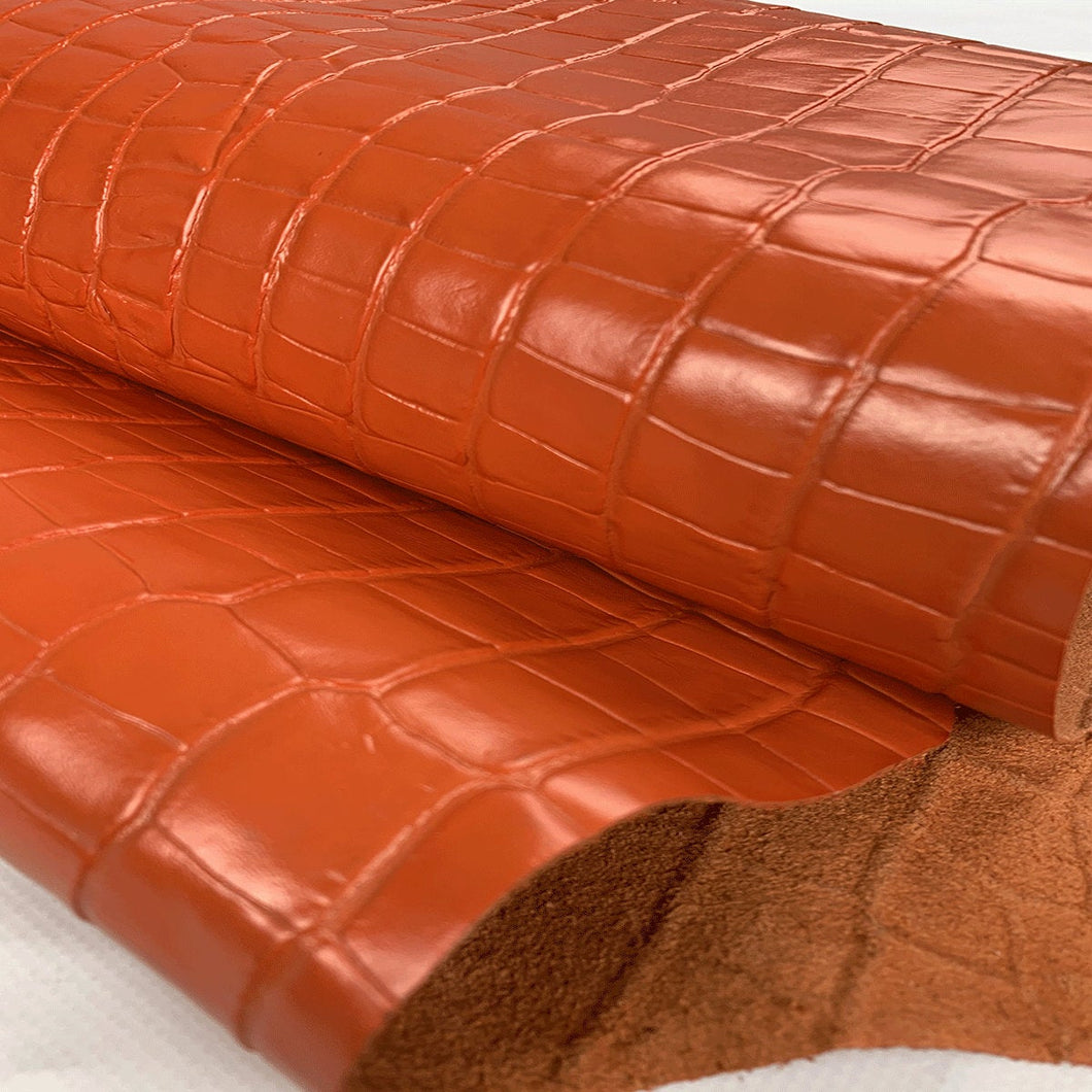 Papaya Croco Print Leather
