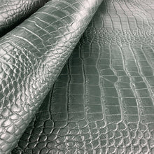 Load image into Gallery viewer, Green Grey Croco Print Leather
