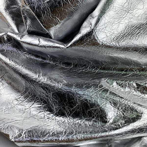 Silver Creased Metallic Leather