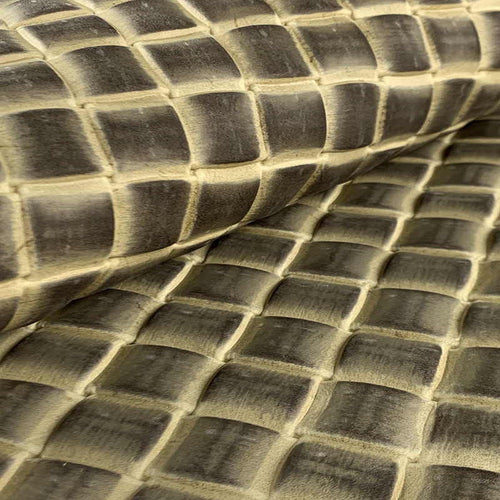 Beige Woven Stamped Leather