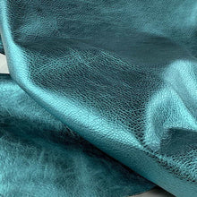 Load image into Gallery viewer, Turquoise Textured Metallic leather
