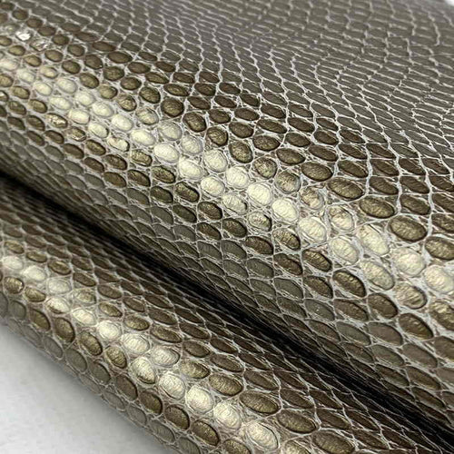 Bronze Glossy Snake Print Leather